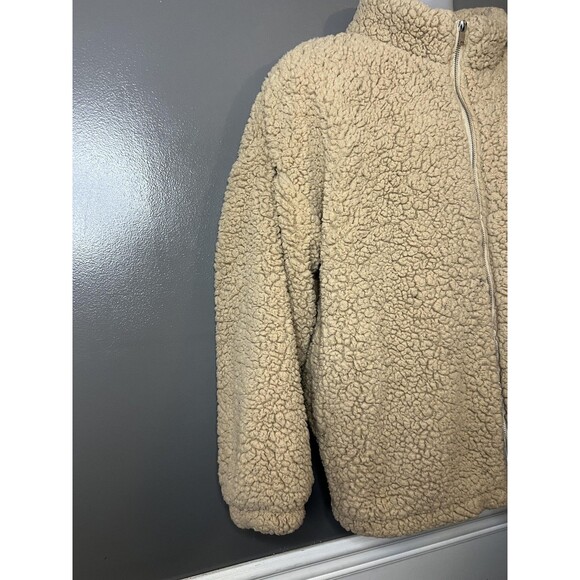 Nine West Jacket Womens Extra Large Beige Sherpa Fleece Full Zip Teddy Coat - Picture 2 of 8